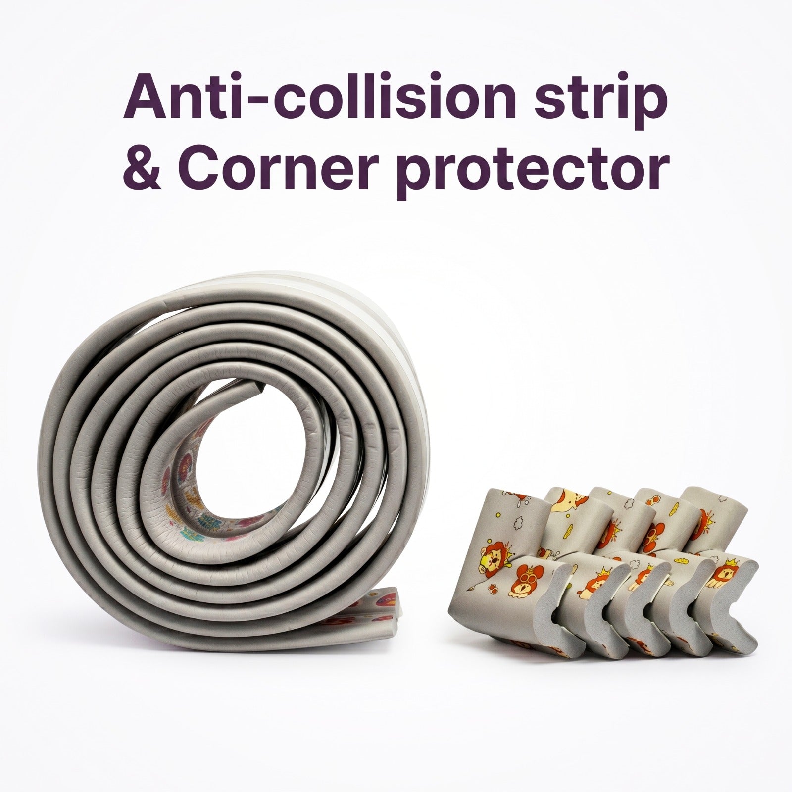 Anti-collision strip and corner protector on a white background